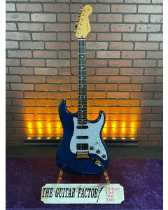 TGF Chop Shop Fender Custom "Deluxe HSS" Stratocaster Electric Guitar, Sapphire Blue Transparent, Roasted Maple Neck, Noiseless/Shawbucker Pickups w/Gig Bag SN3570