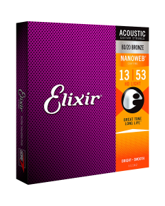 Elixir Strings 11182 Nanoweb 80/20 Acoustic Guitar Strings - .013-.053 HD