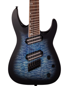 Jackson X Series Soloist Arch Top SLATX7Q MS Electric Guitar. Laurel FB, Multi-Scale, Transparent Blue Burst