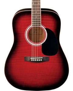Jay Turser JJ45F-RSB-A Jay-J 45F Series Dreadnought Acoustic Guitar. Red Sunburst