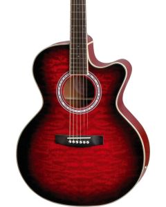 Jay Turser JTA-424QCET-RSB JTA Series Acoustic Electric Guitar. Red Sunburst