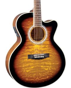 Jay Turser JTA-424QCET-TSB JTA Series Acoustic Electric Guitar. Tobacco Sunburst