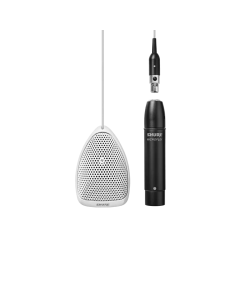 Shure MX391W-A/O Omnidirectional - Miniature White Condenser Boundary Microphone, 12' Attached Cable, Detachable Preamp with XLR