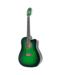 Oscar Schmidt OD312CETGR Cutaway 12 String Acoustic Electric Guitar. Trans Green