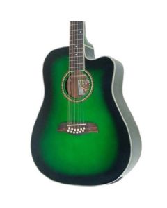 Oscar Schmidt OD312CETGR Cutaway 12 String Acoustic Electric Guitar. Trans Green