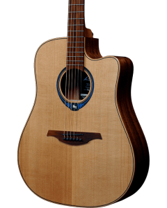 LAG THV10DCE-LB Dreadnought Cutaway Acoustic Electric Guitar with Hyvibe. Solid Ceder