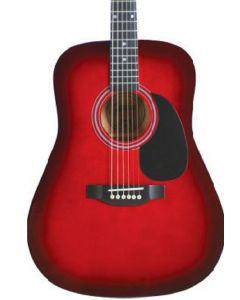 Lauren LA125RD Dreadnought Acoustic Guitar. Red