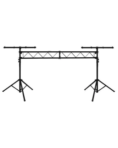 American DJ LTS500 LTS50T AS Includes 2x 9 ft. steel tripods with T-Bars on top and 2x 5 ft. sections of steel trussing for a combined 10 ft. span.