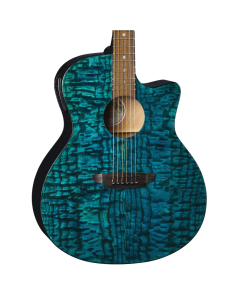 Luna Gypsy Quilt Ash Acoustic-Electric Guitar. Teal