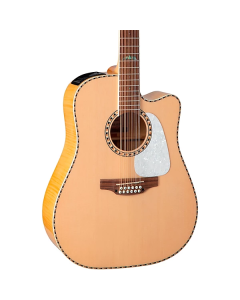 Takamine GD74CE-12ULH Dreadnought Cutaway Left Handed 12 String Acoustic Guitar with Gig Bag. Gloss Natural