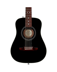 Fender California Standard Redondo Mini Acoustic Guitar with Bag, Spruce Top, Black