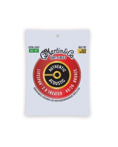 Martin MA170T Authentic Acoustic Lifespan 2.0 Treated 80/20 Bronze Guitar Strings - .010-.047 Extra Light