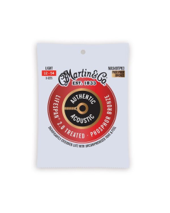 Martin MA540T Authentic Acoustic Lifespan 2.0 Treated 92/8 Phosphor Bronze Guitar Strings - .012-.054 Light (3-pack)