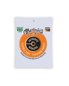Martin MA500FX Flexible Core Phosphor Bronze Authentic Acoustic 12-String Guitar Strings Extra Light 10-54