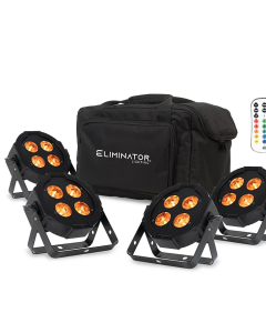 American DJ MEG400 Mega Flat Hex L PAK4; 4 LED PAR PAK etc. Includes 4 lightweight LED pars, a carrying bag, a wireless remote, plus power and DMX cables