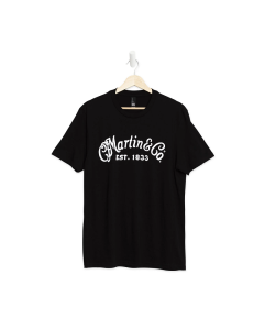 Martin Guitar T-Shirt Black With White Logo Large