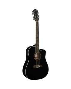 Oscar Schmidt OD312CEB Cutaway 12 String Acoustic Electric Guitar. Black