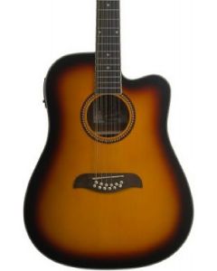 Oscar Schmidt OD312CETS Cutaway 12 String Acoustic Electric Guitar. Tobacco Sunburst