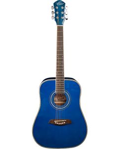 Oscar Schmidt OG1TBL 3/4 Size Dreadnought Acoustic Guitar. Trans Blue