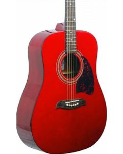 Oscar Schmidt OG2TR Dreadnought Acoustic Guitar. Trans Red
