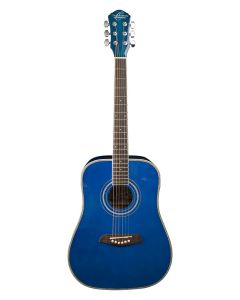 Oscar Schmidt OGHSTBL 1/2 Size Dreadnought Acoustic Guitar. Trans Blue