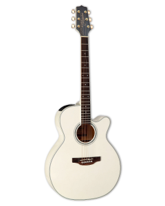 Takamine GN37CE LH PW NEX Cutaway Left Handed Acoustic Electric Guitar with Gig Bag. Pearl White.