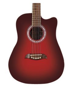 Oscar Schmidt OD45CRDBPAK-W Dreadnought Cutaway Acoustic Guitar. Linden Red Burst