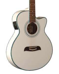 Oscar Schmidt OG10CEWH-A Folk Cutaway Acoustic Electric Guitar. White