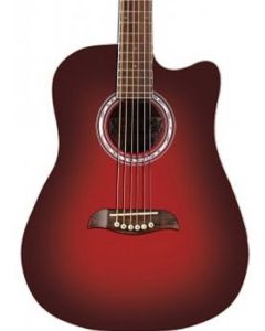 Oscar Schmidt OD45CRDBPAK Dreadnought Acoustic Guitar Pack w/Bag. Red Burst