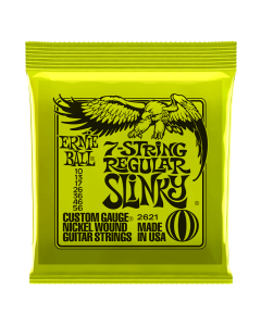 Ernie Ball 2621 7-String Regular Slinky Nickel Wound Electric Guitar Strings, .010 - .056