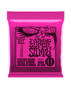Ernie Ball 2623 7-String Super Slinky Nickel Wound Electric Guitar Strings, .009 - .052