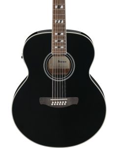 Ibanez AJ7012M1EBK Jumbo 12 String Acoustic Electric Guitar. Black High Gloss