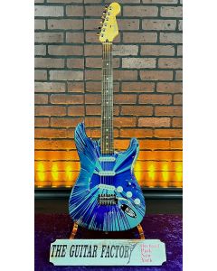 2003 Fender FSR Splattercaster Standard Stratocaster Midnight Blue Swirl over Olympic White w/ Hard Case SN7063