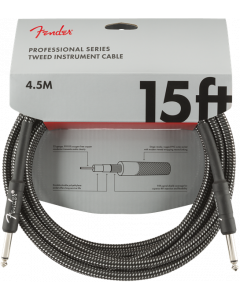 Fender Professional Series Straight To Straight Instrument Cable 15 Ft. Gray Tweed