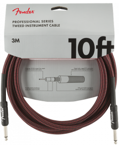 Fender Professional Series Straight To Straight Instrument Cable 10 Ft. Red Tweed