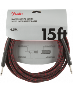 Fender Professional Series Straight To Straight Instrument Cable 15 Ft. Red Tweed