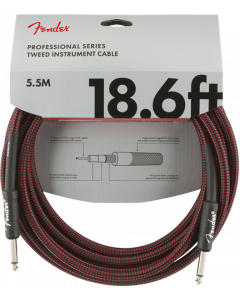 Fender Professional Series Straight To Straight Instrument Cable 18.6 Ft. Red Tweed