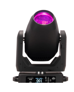 American DJ PRO300 features motorized zoom and focus, two 8-position color wheels, two GOBO wheels, two rotating prisms (linear and circular), a frost filter, an animation wheel, both 5-pin DMX sockets and integrated Aria X2 wireless management.