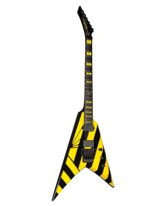 Washburn PXV-MS2FR Parallaxe Michael Sweet V Electric Guitar. Trans Black with Yellow Stripes