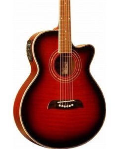 Oscar Schmidt OG10CEFTR Cutaway Acoustic Electric Guitar. Trans Red