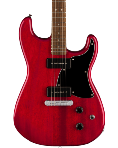Squier Paranormal Series Strat-O-Sonic Electric Guitar Crimson Red Transparent