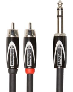 Roland RCC10TR2R Black Series 1/4'' TRS (Male) to Dual RCA Interconnect Cable 10'