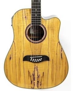 Oscar Schmidt OD312CESM Cutaway 12 String Acoustic Electric Guitar. Spalted Maple