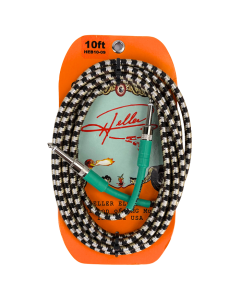 Heller Electric Braid-Matrix Guitar Cable, 10ft, Electric Guitar & Bass, 1/4" Straight-to-Straight Plugs, 20AWG OFC, 99% Shielded, Woven Camo