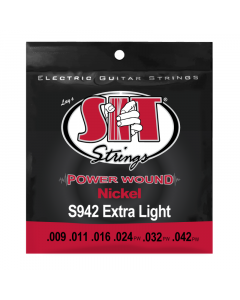 SIT Strings Power Wound Nickel S942 Electric Guitar Strings, Extra Light, 9-42