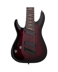Schecter Omen Elite-8 MS Electric Guitar. Left Handed Black Cherry Burst