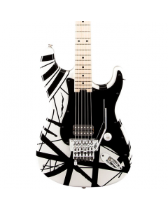 EVH Striped Series Electric Guitar. White with Black Stripes