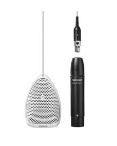 Shure MX391W-A/C Cardioid - Miniature White Condenser Boundary Microphone, 12' Attached Cable, Detachable Preamp with XLR