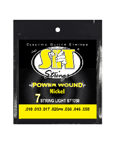 SIT S71058 Power Wound Nickel 7-String Electric Set, Light 10-58