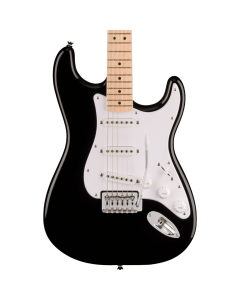 Squier Sonic Stratocaster Electric Guitar, Maple Fingerboard, White Pickguard, Black